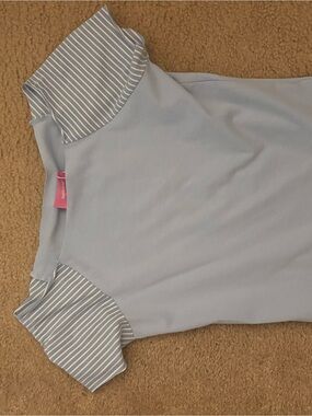 Edikted Light Blue Short Sleeve Top with Striped Collar